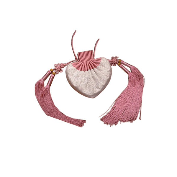 Heart Motif Kesi Silk Sachet Pink Handmade Chinese Silk Pouch