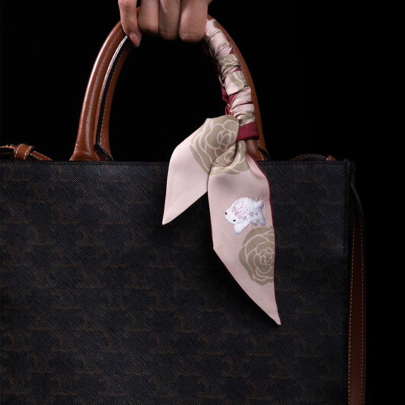 Moonlit Rabbit Xiangfei Edition Pink Real Silk Ribbon Luxury Handmade