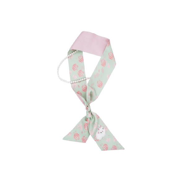 Moonlit Rabbit Suruo Edition Soft Green Real Silk Ribbon Luxury Handmade