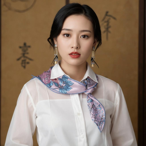 Purple Serenity Luxury Mulberry Silk Scarf Handcrafted Chinese Tradition