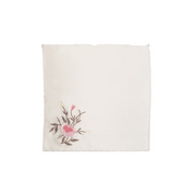 Blossoms Embroidered Handkerchief Soft Cotton Linen Floral Hanky