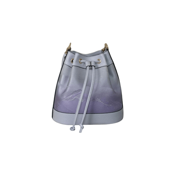 Silken Vistas Medium Sangbo Satin Bucket Bag Artisan-Made with Cultural Heritage