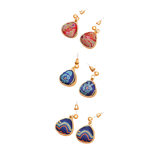 Vintage Style Song Brocade Silk Earrings Chinese Handwoven Fabric