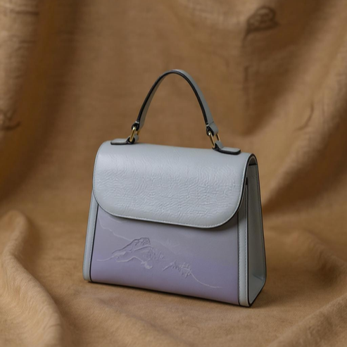 Silken Vistas Small Sangbo Satin Handbag Artisan-Made with Cultural Heritage