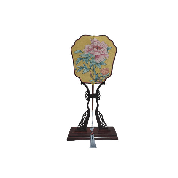 Regal Peony Handcrafted Kesi Silk Fan Timeless Heritage Design