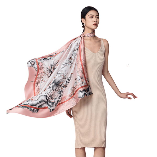 Hall of Harmony Pure Mulberry Silk Scarf Elegant Heritage Design