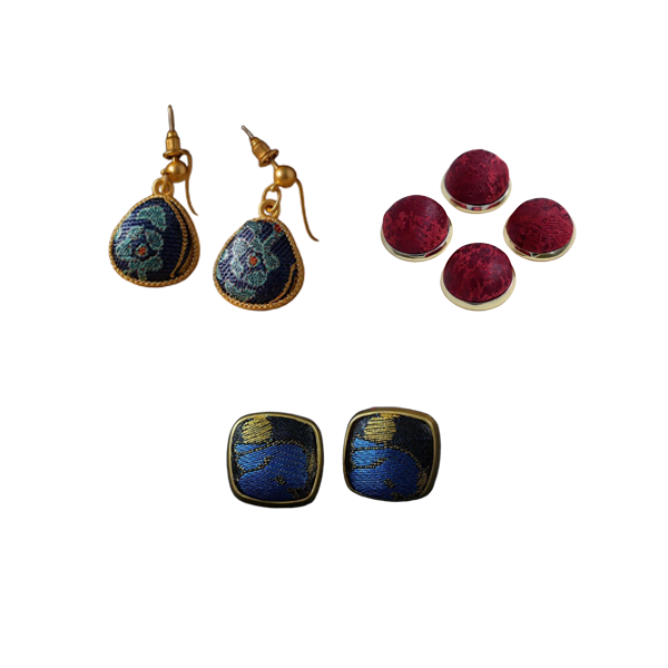 Vintage Style Song Brocade Silk Earrings Chinese Handwoven Fabric