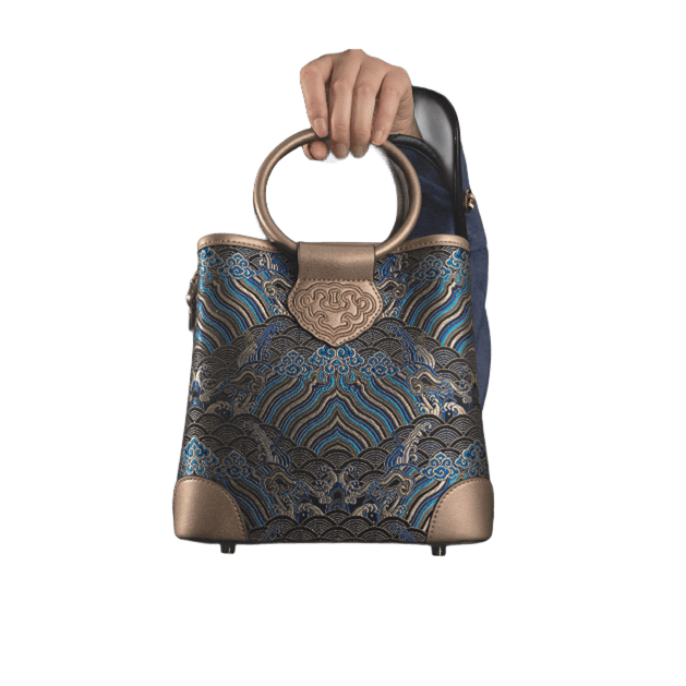 Ocean and Cliff Song Brocade Silk Clutch Bag Elegant Chinese Evening Purse