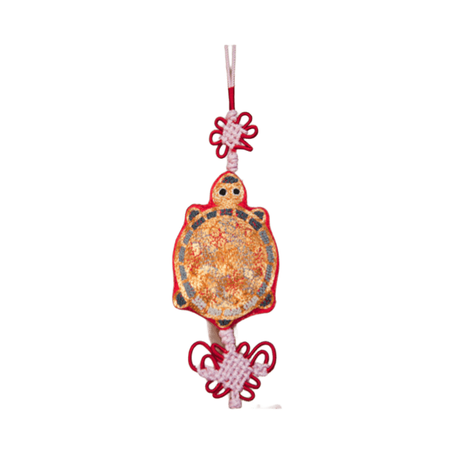 Blessed Turtle Suzhou Embroidery Pendant Handmade Silk Amulet Necklace
