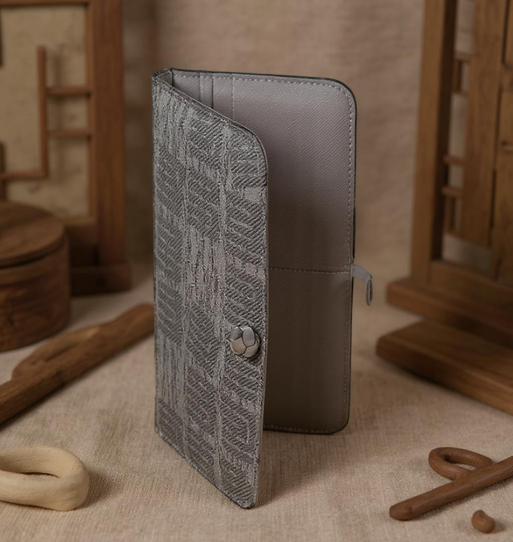 Handmade Wallet Card Holder Dual-purpose Bag Gray Compact craftsmanship