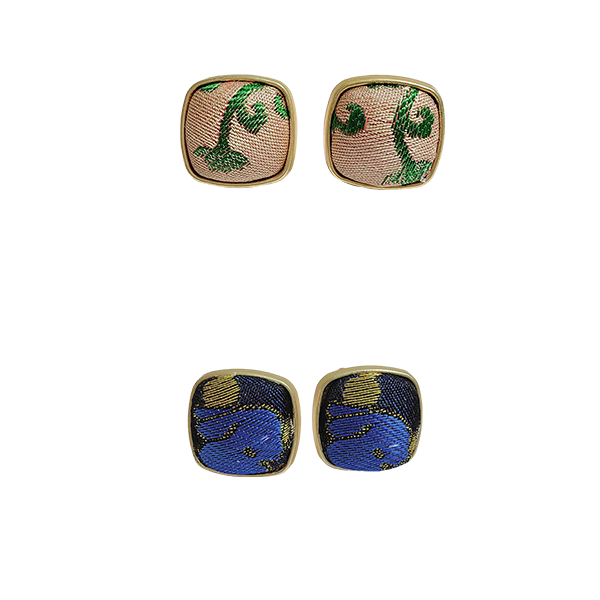 Vintage Style Song Brocade Silk Earrings Chinese Handwoven Fabric
