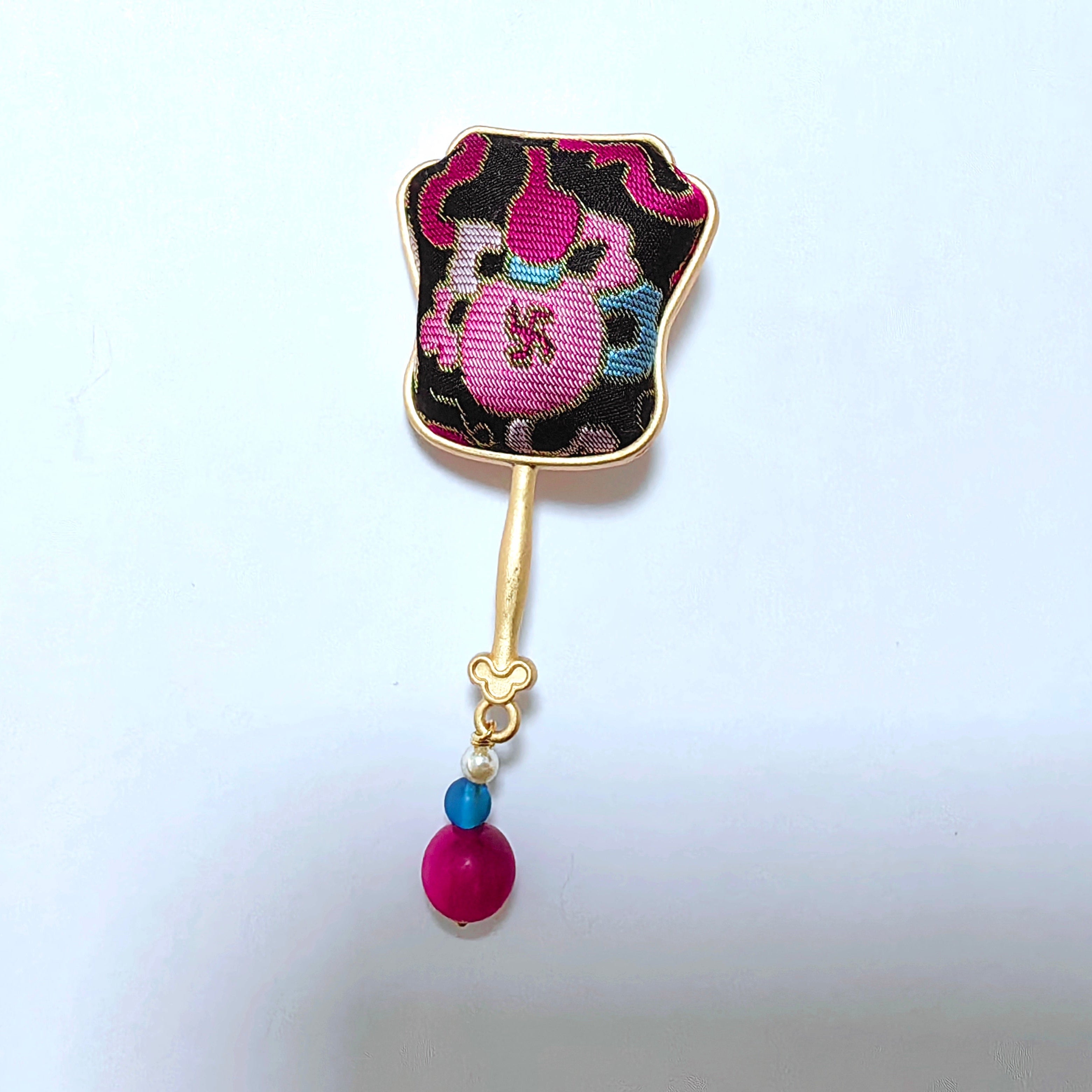 Traditional Chinese Song Brocade Brooch Handwoven Fabric Cultural Heritage Gift