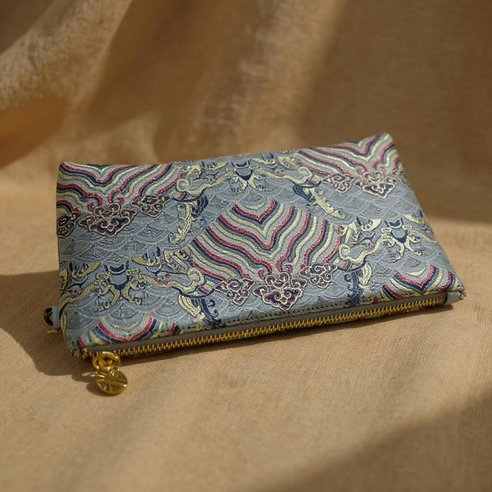 Tide and Cliffs Brocade Clutch Bag Artisan Made with Cultural Heritage