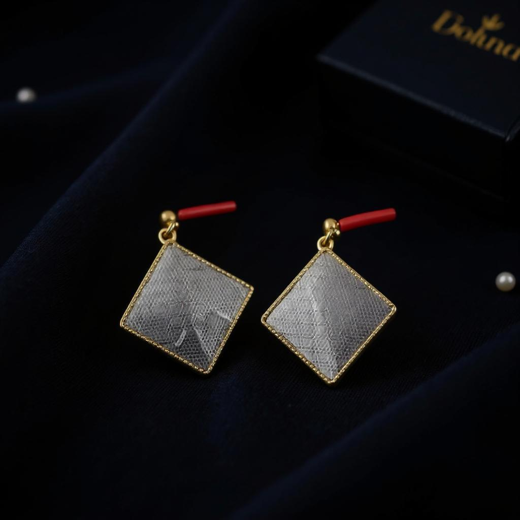 Handmade Silver Cornered Grace Earrings Sparkling and Elegant Gift