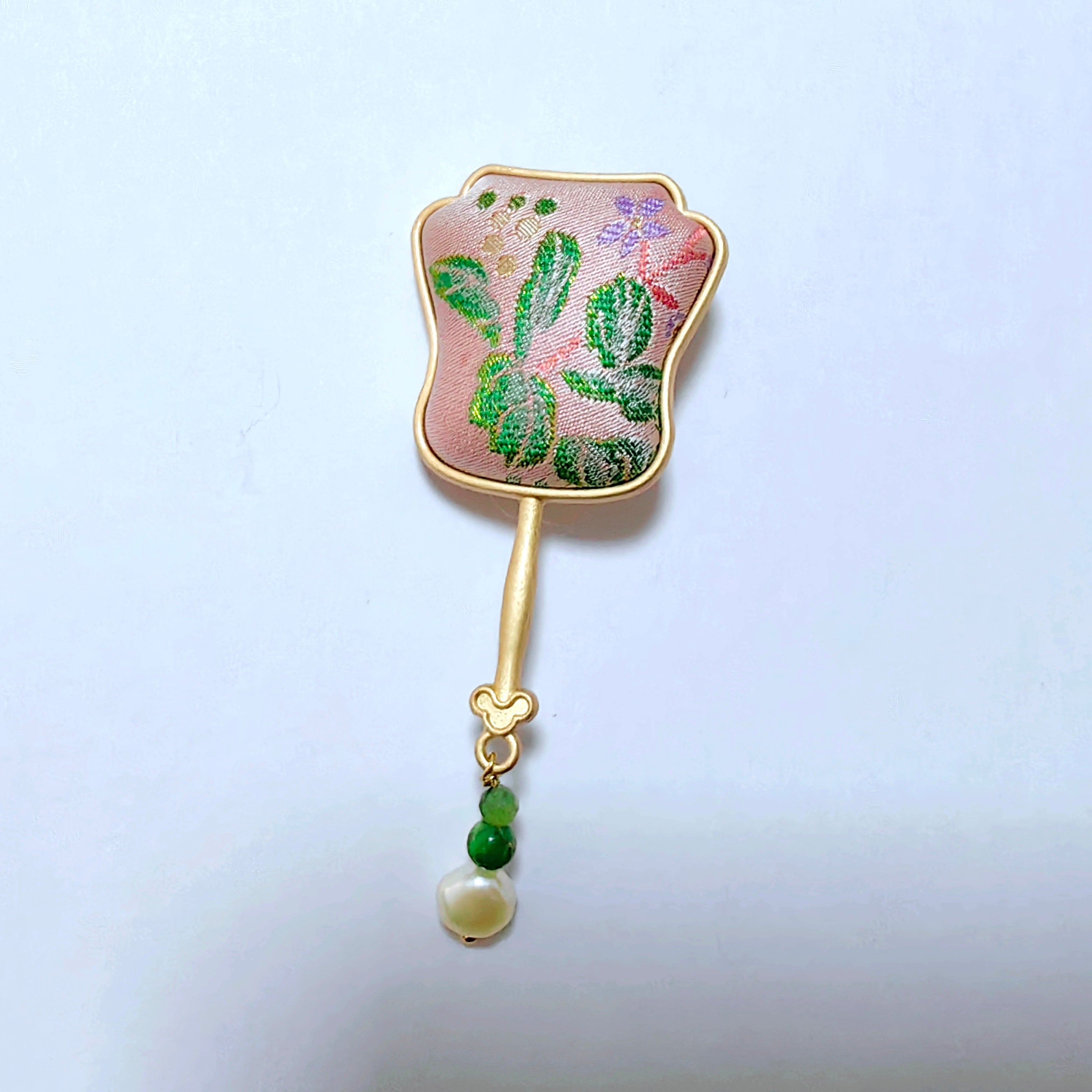 Traditional Chinese Song Brocade Brooch Handwoven Fabric Cultural Heritage Gift