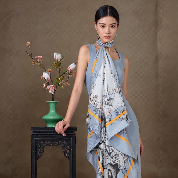 Hall of Harmony Pure Mulberry Silk Scarf Elegant Heritage Design