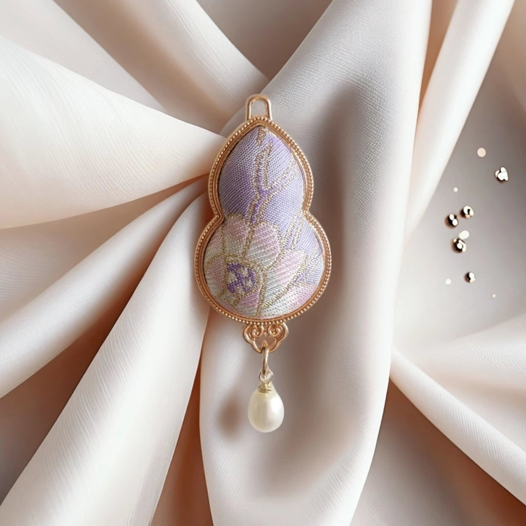 Traditional Chinese Song Brocade Brooch Handwoven Fabric Cultural Heritage Gift
