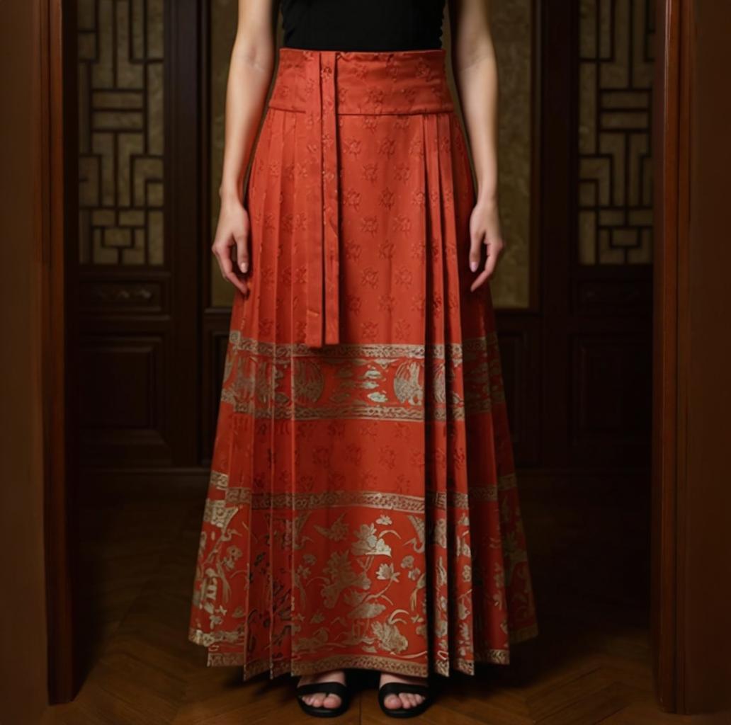 Traditional Ming Dynasty Skirt Chinese Ancient Ruihe Red Horse Faced Skirt
