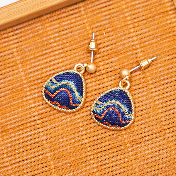 Vintage Style Song Brocade Silk Earrings Chinese Handwoven Fabric