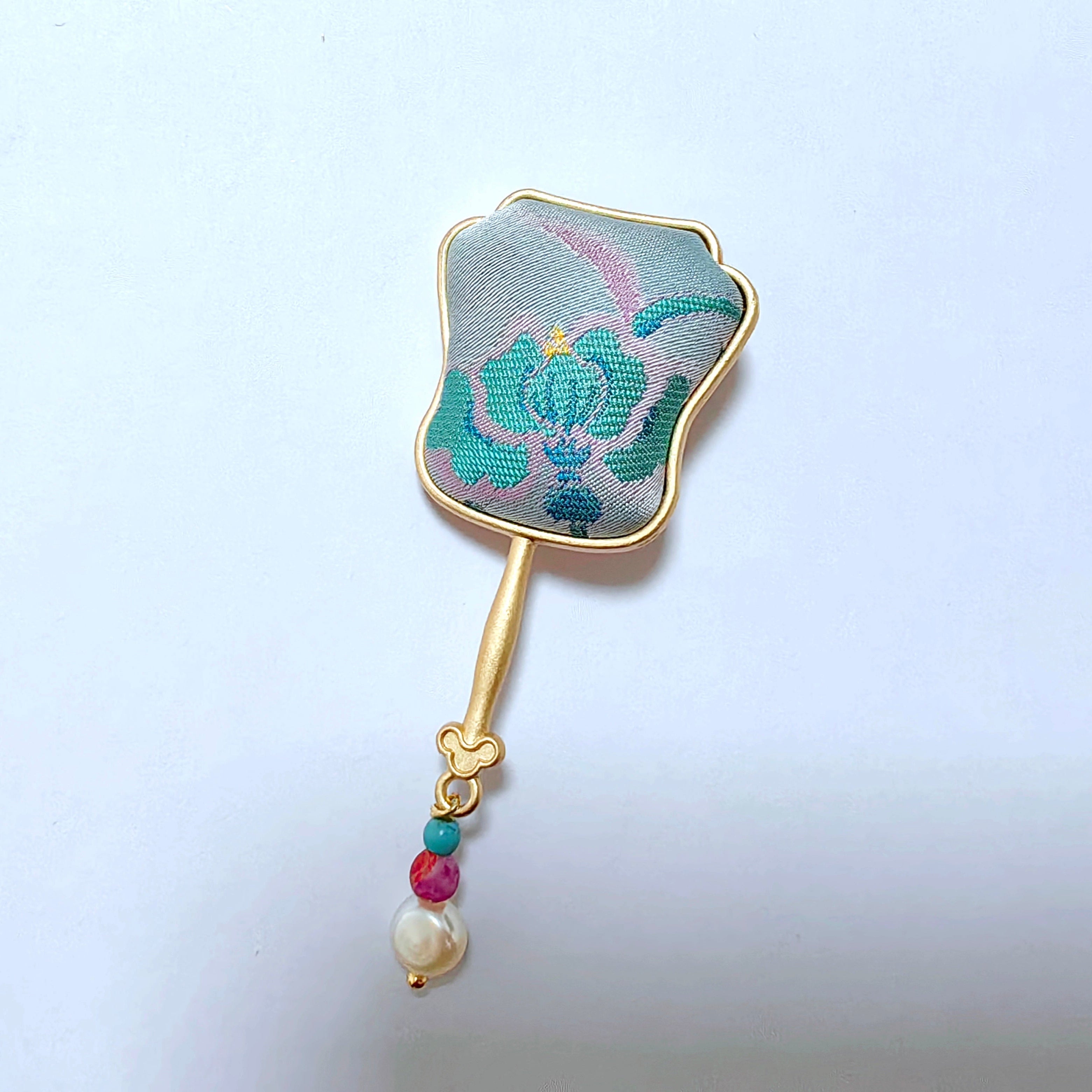 Traditional Chinese Song Brocade Brooch Handwoven Fabric Cultural Heritage Gift