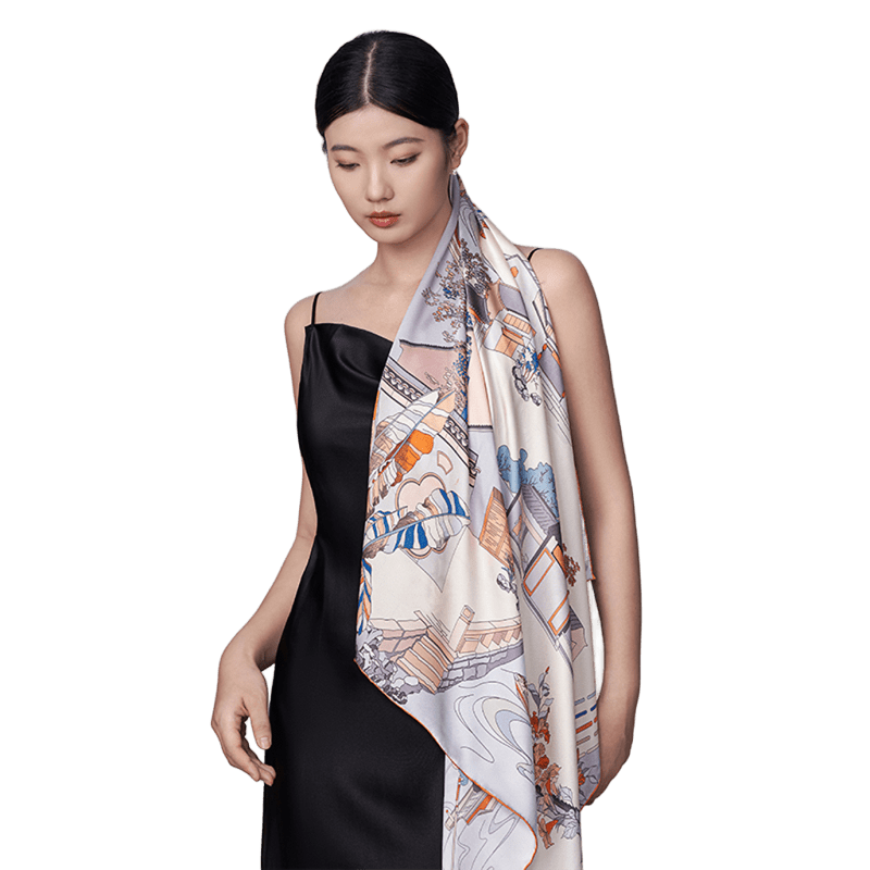 Whispers of Pingjiang Pure Mulberry Silk Scarf Timeless Heritage Design