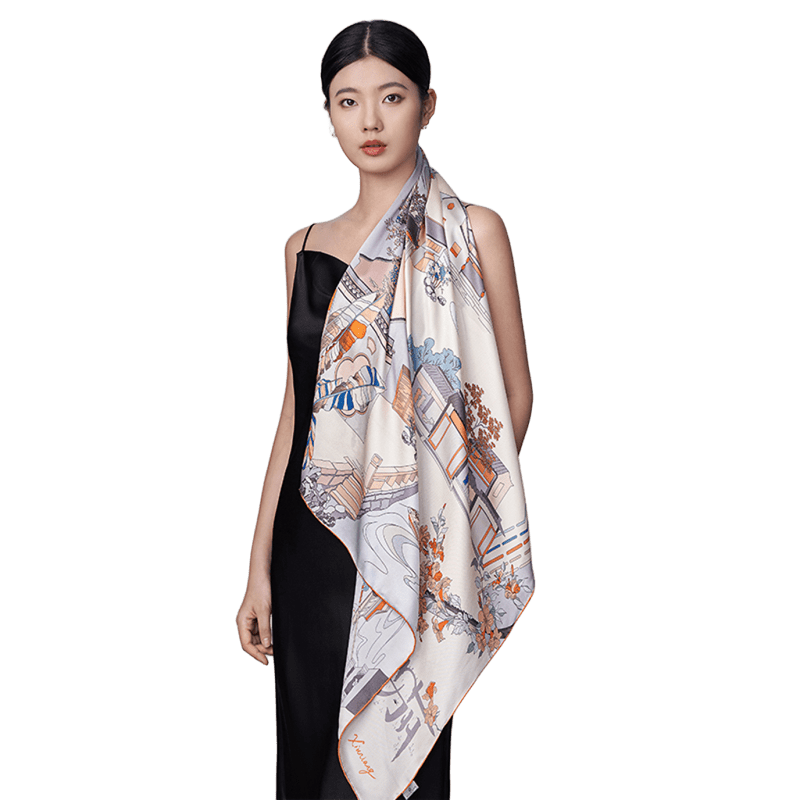 Whispers of Pingjiang Pure Mulberry Silk Scarf Timeless Heritage Design