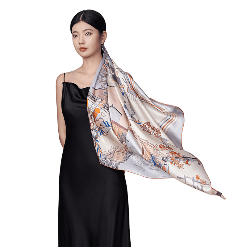 Whispers of Pingjiang Pure Mulberry Silk Scarf Timeless Heritage Design
