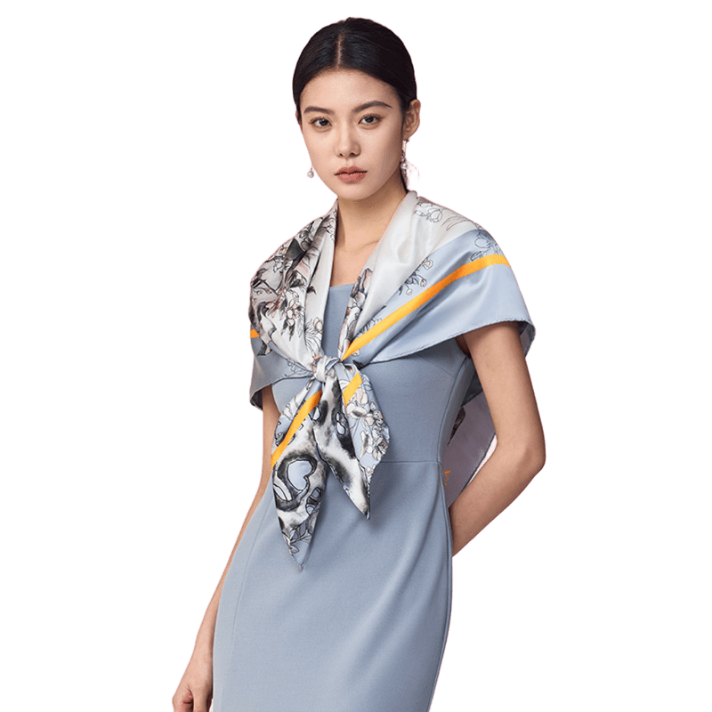 Hall of Harmony Pure Mulberry Silk Scarf Elegant Heritage Design