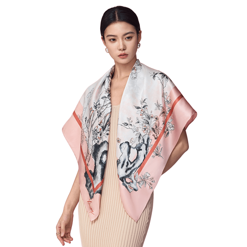 Hall of Harmony Pure Mulberry Silk Scarf Elegant Heritage Design