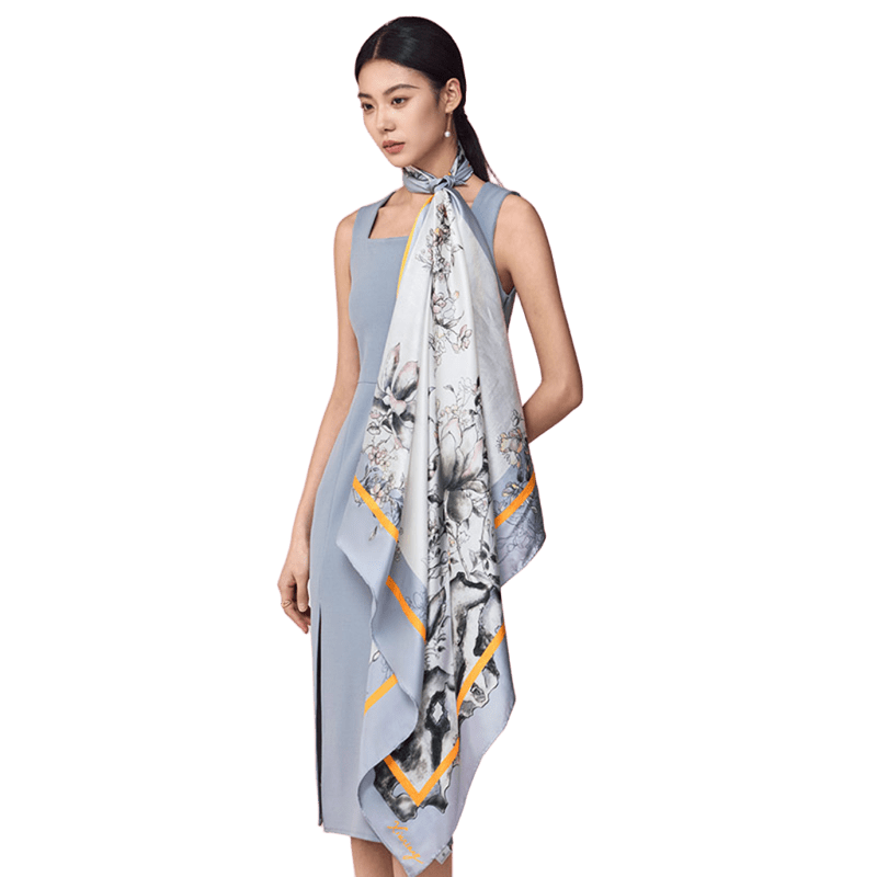 Hall of Harmony Pure Mulberry Silk Scarf Elegant Heritage Design