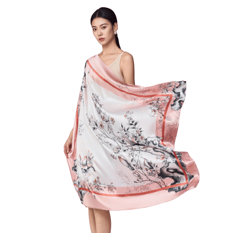 Hall of Harmony Pure Mulberry Silk Scarf Elegant Heritage Design