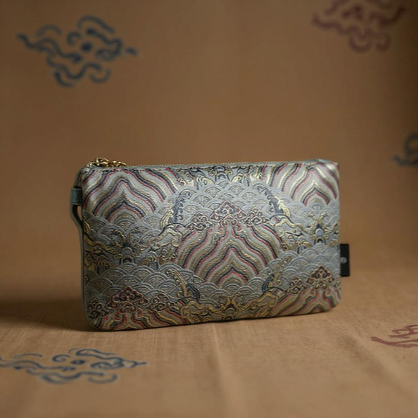 Tide and Cliffs Brocade Clutch Bag Artisan Made with Cultural Heritage