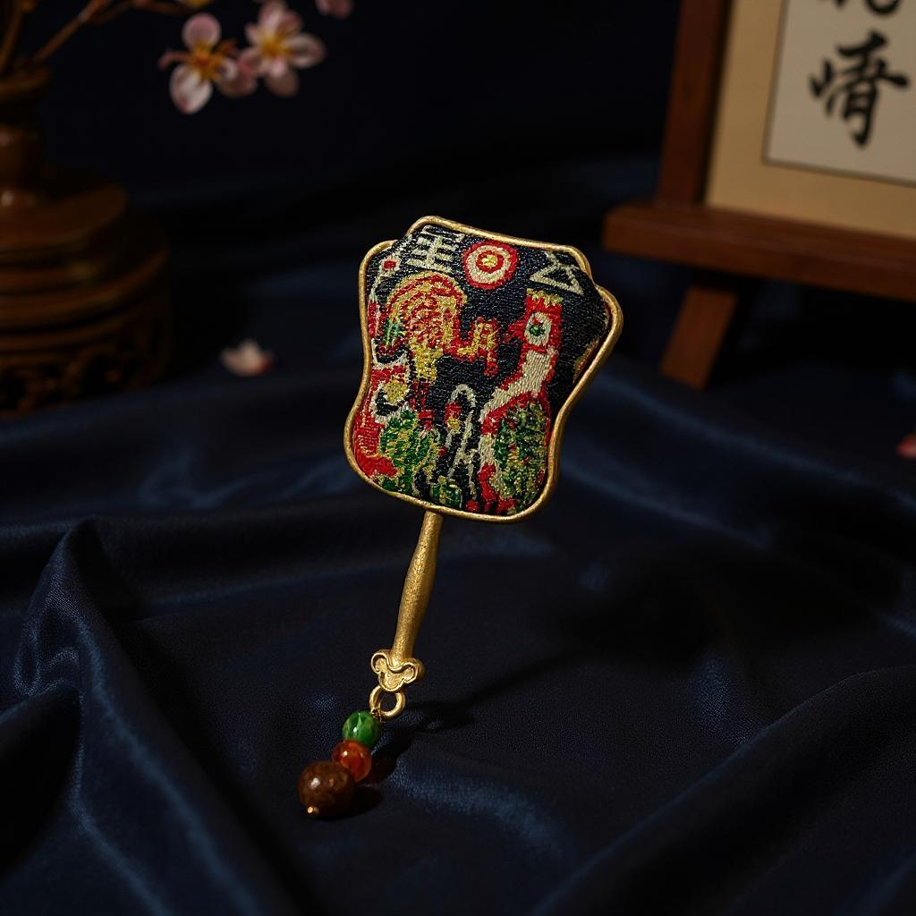 Traditional Chinese Song Brocade Brooch Handwoven Fabric Cultural Heritage Gift