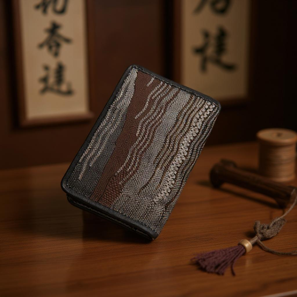 Ripple Pattern Kesi Silk Card Holder Handmade Brocade Wallet for Women & Men