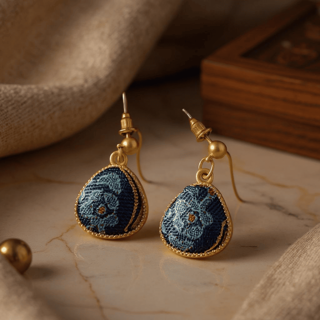 Vintage Style Song Brocade Silk Earrings Chinese Handwoven Fabric - CGC-ICH STORE