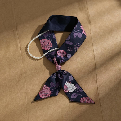 Moonlit Rabbit Xuanqing Edition Blue Real Silk Ribbon Hair Clip for Women