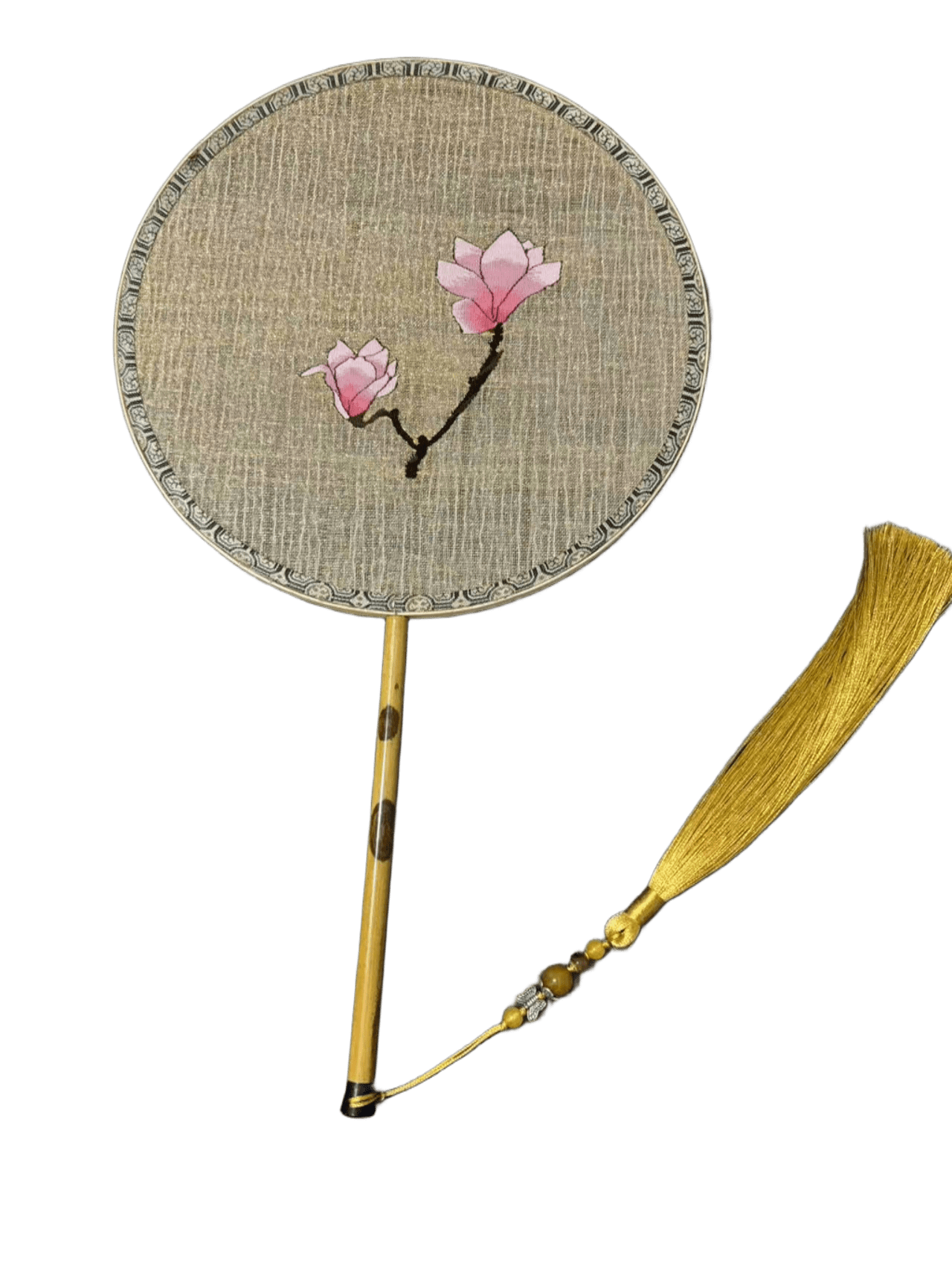 Blush Magnolia Handcrafted Kesi Silk Fan Elegant Chinese Floral Folding Fan