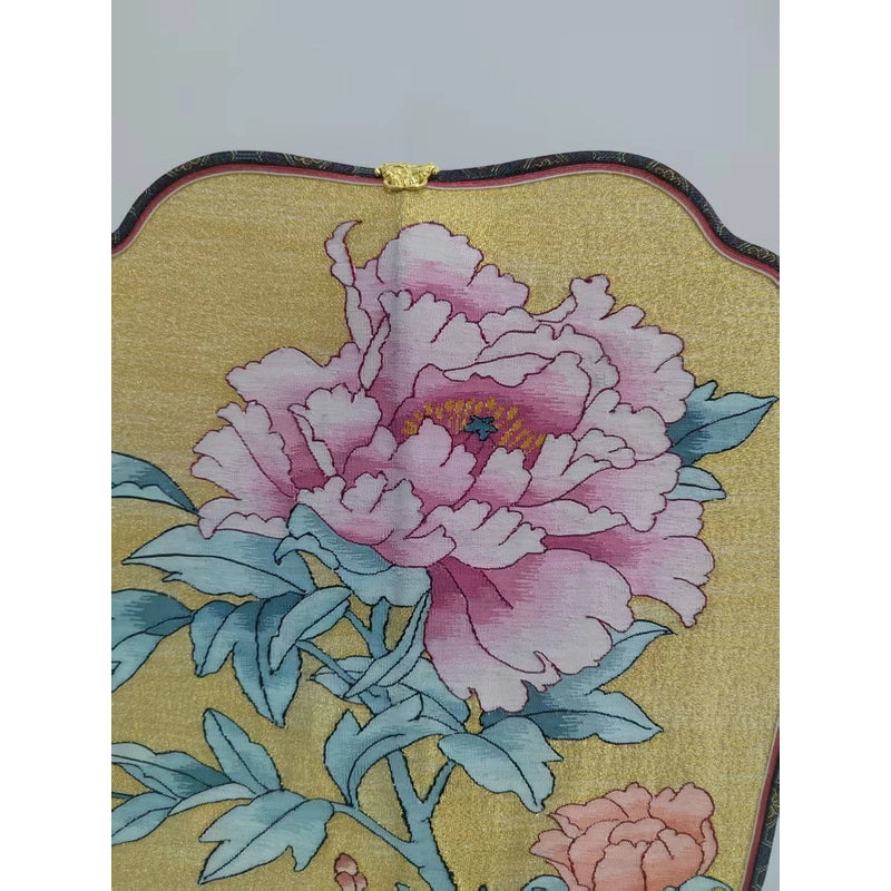 Regal Peony Handcrafted Kesi Silk Fan Timeless Heritage Design