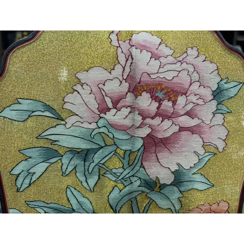 Regal Peony Handcrafted Kesi Silk Fan Timeless Heritage Design