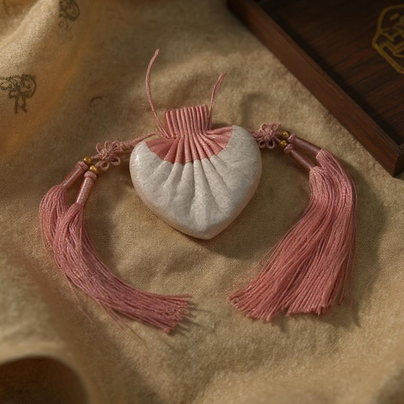 Heart Motif Kesi Silk Sachet Pink Handmade Chinese Silk Pouch