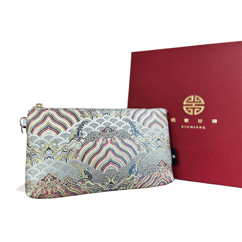 Tide and Cliffs Brocade Clutch Bag Artisan Made with Cultural Heritage