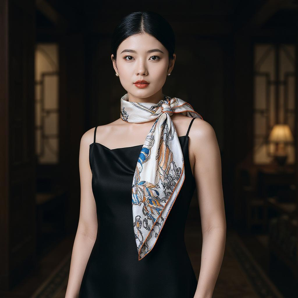Whispers of Pingjiang Pure Mulberry Silk Scarf Timeless Heritage Design