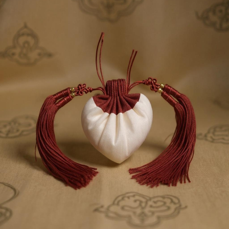 Heart Motif Silk Sachet Red Handmade Chinese Silk Pouch