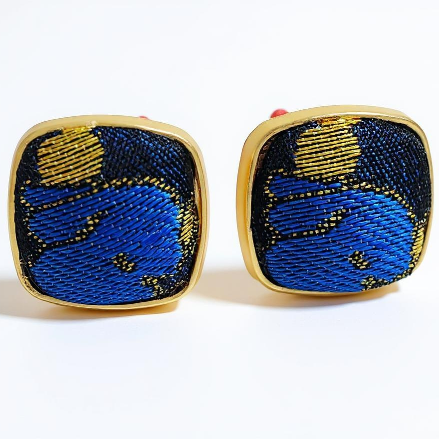 Vintage Style Song Brocade Silk Earrings Chinese Handwoven Fabric